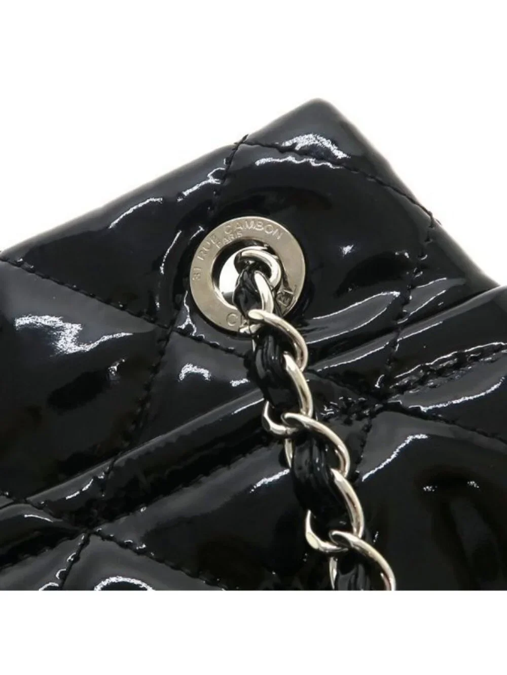 Chanel Patent Chain Shoulder Bag Black